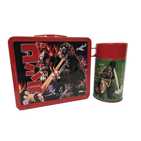 godzilla metal lunch box|godzilla thermos.